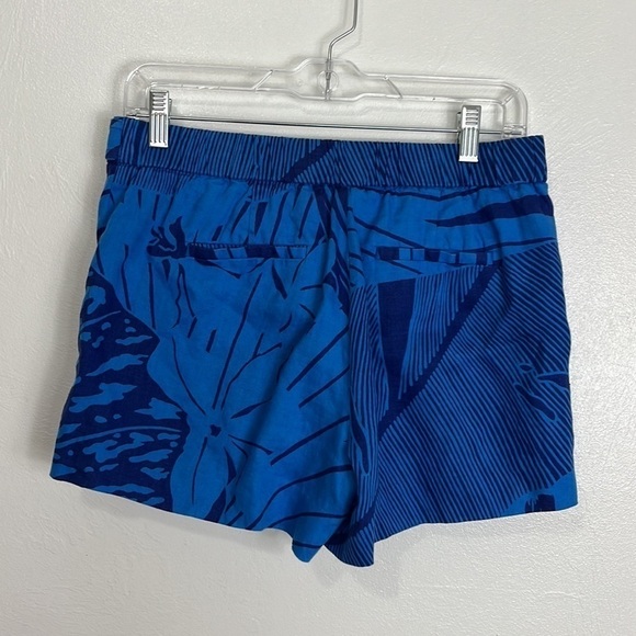 J. Crew 100% Linen Shorts Women's 2 Blue Geometric Print Inseam 3" Pockets Zip - Picture 11 of 11